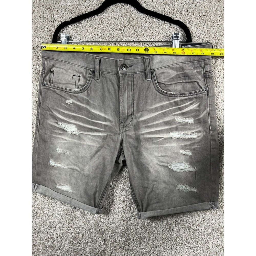 Buffalo David Bitton Parker Slim Denim Shorts Mens 36 Black Faded Zip Fly - Picture 2 of 10
